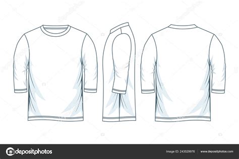 Men's Three Quarter Sleeves Shirt Templates Views Vector Illustration ...