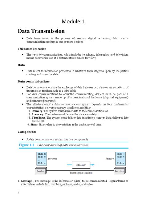 Module 1 - Module 1 Data Transmission Data transmission is the process ...