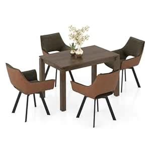 Urban Ladder Atlas 4 Seater Dining Table with Set of 4 Casey Swivel ...