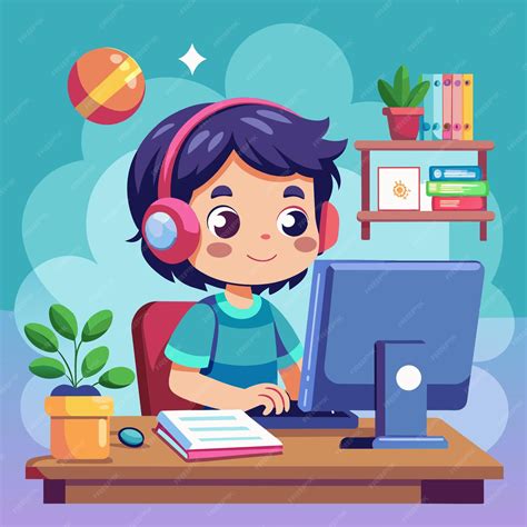 Kid On Computer Stock Image 的图像结果