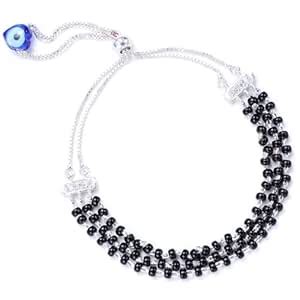 DHRUVS COLLECTION 925 Pure Silver 3 Line MS Chain Nazariya Bracelet ...