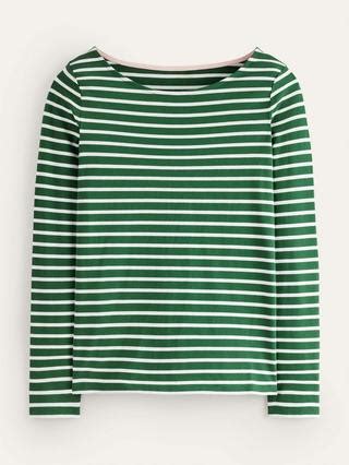 Boden Ella Breton Stripe Long Sleeve Top