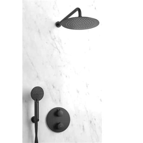 Ducha Empotrada Termostática Negra ROUND - Duchas Empotradas.