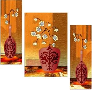 Art Amori Tiny flower with flower vase three piece MDF Painting Digital ...