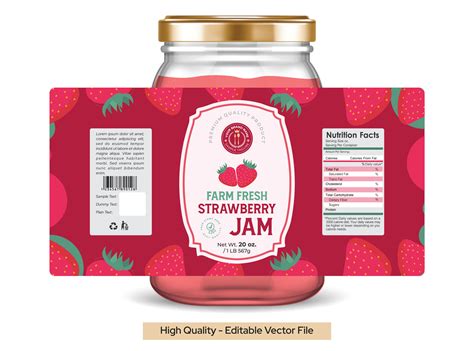 Strawberry Jam label design. Packaging design of the Strawberry Jam ...