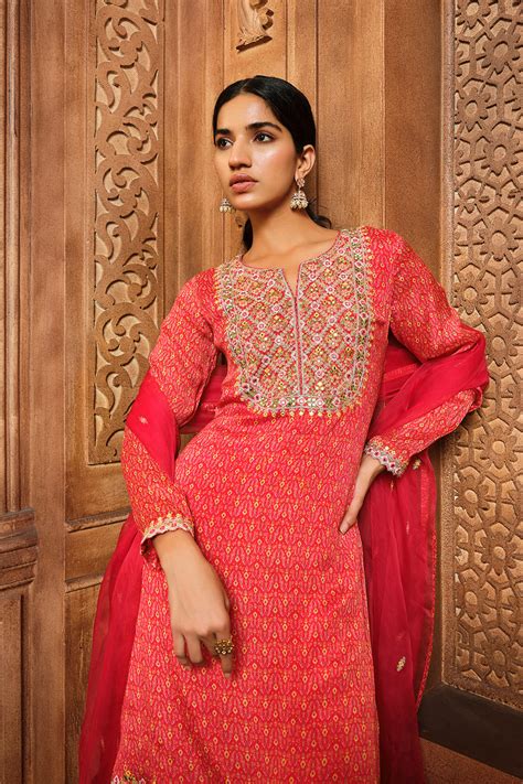 Shop Nude Foil Applique Kurta Sharara | Aneesh Agarwaal