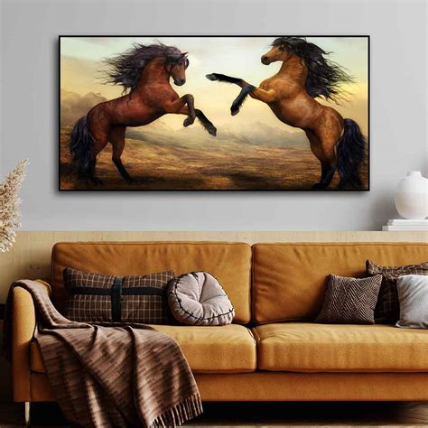 Two Brown Horses Premium Wall Painting – Homcraft