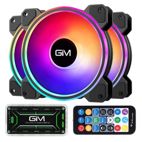 GIM KB-24 RGB Case Fans, 3 Pack 120mm Quiet Computer Cooling PC Fans ...