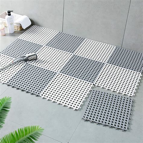 Athor 50pcs Interlocking Rubber Floor Tiles Mats Bathroom Tile With ...