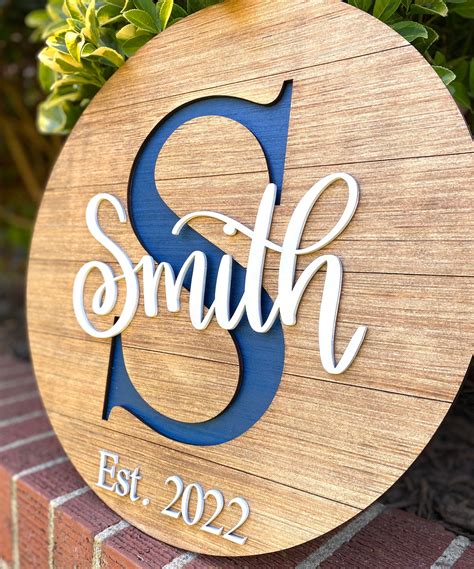 Last name sign round initial sign wedding sign wedding gift ...