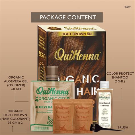 QuikHenna Zero Allergic 5N Light Brown Damage Free Organic Gel Hair Co ...