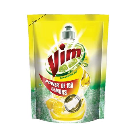 Vim Dishwash Liquid Gel Lemon Refill Pouch, With Power Of Lemons ...