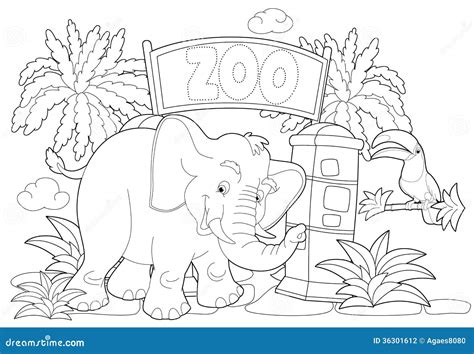 Coloring Page - the Zoo - Illustration for the Children Stock ...