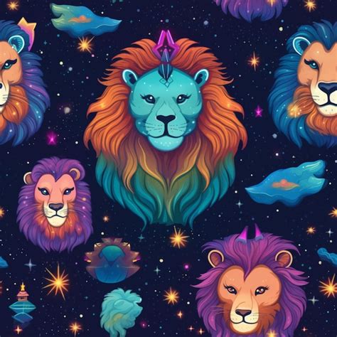 Premium Photo | A close up of a bunch of different colored lions ...