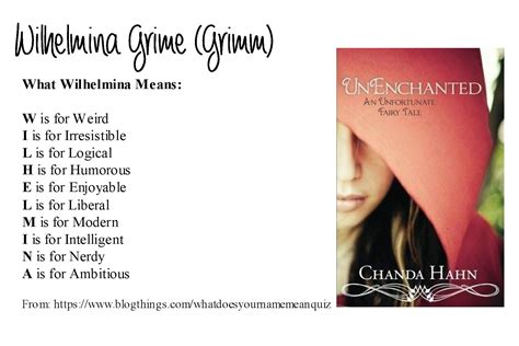 Wilhelmina Grime. AKA Mina Grime / Grimm. What does Wilhelmina mean ...