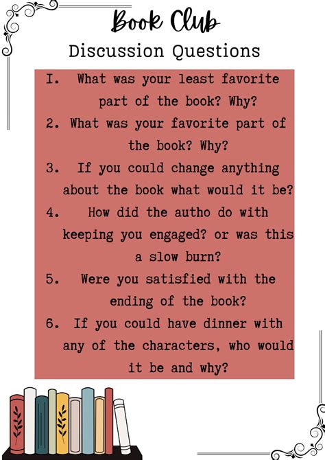 Book Club Discussion Questions - Easy to Use, Easy to Download, PDF ...