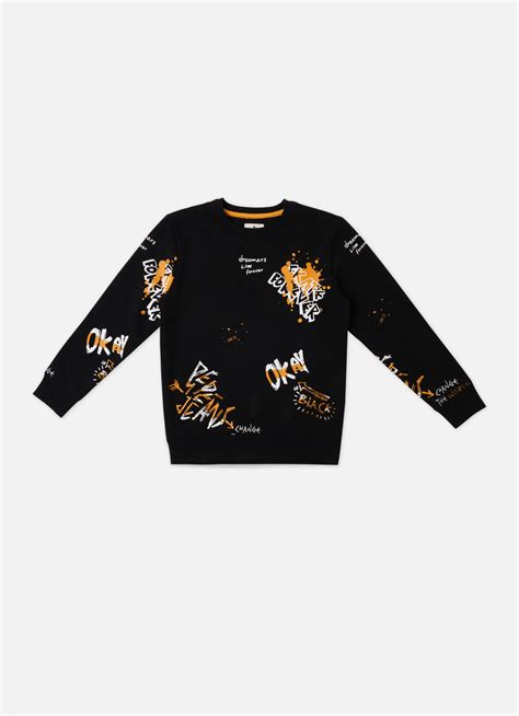 Boys Black All Over Printed Sweatshirt | Pepe Jeans India