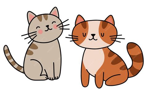 Two cute kitten characters ginger and grey cats | Premium PSD