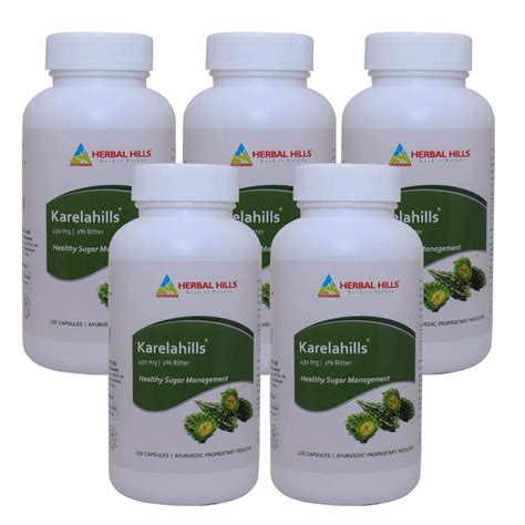 Buy Herbal Hills Karelahills - Karela Capsules - 120 Count -Pack of 5 ...