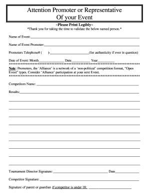 Event Competitor Validation Form - Blank Fillable Template | Fill Out ...