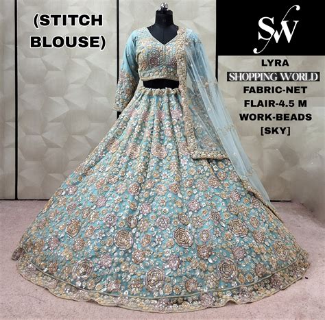 Sky Blue Net Crop Top Lehenga – Shopping World
