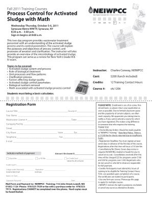 Fillable Online neiwpcc Process Control for Activated - neiwpcc Fax ...