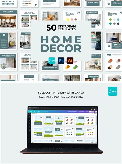 Home Decor Canva Templates Home Decor IG Templates Home - Etsy | Best ...