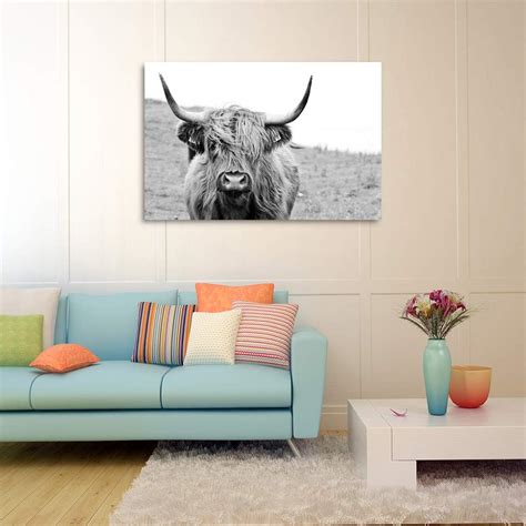Buy Highland Cow Pattern Canvas Wall Art Farmhouse Prints Photo ...