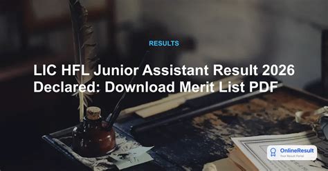 LIC HFL Junior Assistant Result 2026 Declared: Download Merit List PDF