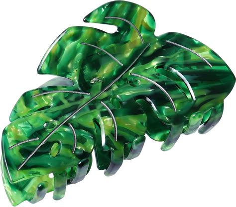 Amazon.com : Hair Claw Clip Green Leaf Shape 3.5 Inch Hair Grip Clip ...