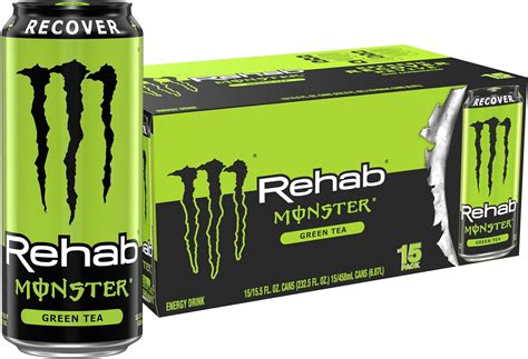 Amazon.com : Monster Energy Rehab Green Tea + Energy, Energy Drink 15.5 ...