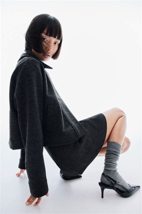 A-line jersey skirt - Dark grey marl - Ladies | H&M IN