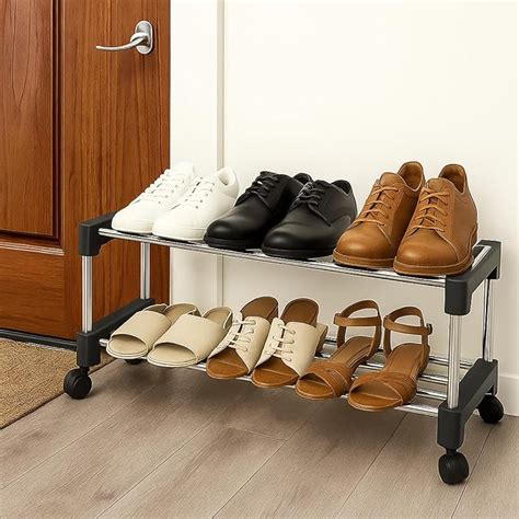 JD FRESH Shoe Rack/Silper Stand/Stainless Steel Shoe Stand with Wheel ...