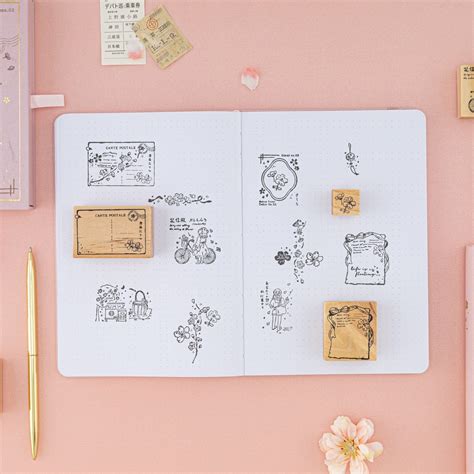 Tsuki ‘Sakura Breeze’ Bullet Journal Stamp Set ☾ – NotebookTherapy