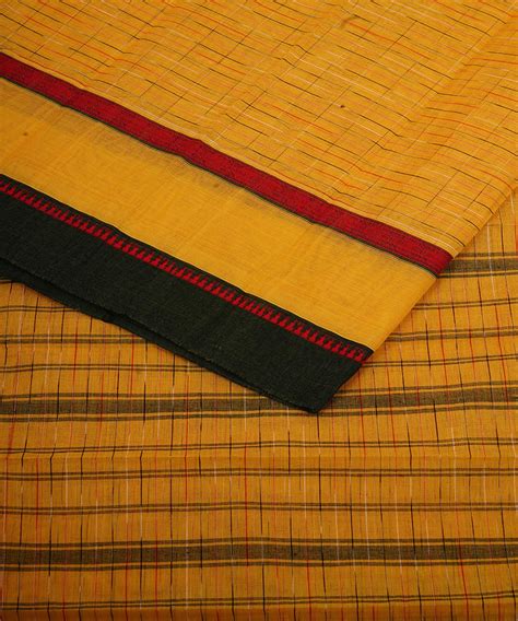 Yellow cotton handloom narayanapet saree – GoSwadeshi