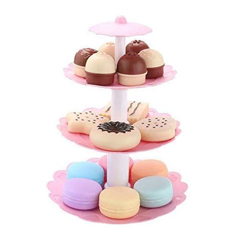 RANDWICK 1 Set Food Toy 3 Tier Children Tower Party Tea Set Pretend ...