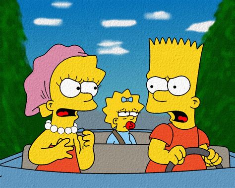 The Simpsons HD Wallpaper: Bart, Lisa & Maggie in Action