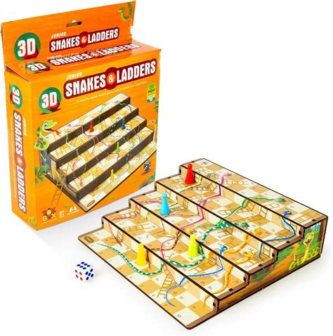 Buy Toysbox 3D Snakes & Ladders Junior, MDF Wooden Ladder Shaped Board ...