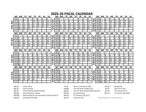 Printable 2025 Fiscal Year Calendar Template - CalendarLabs