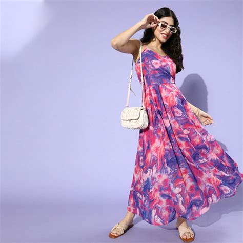 Women Blue Floral Smocked Dress
