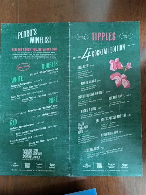 Menu at O Pedro - BKC, Mumbai, Jet Airways