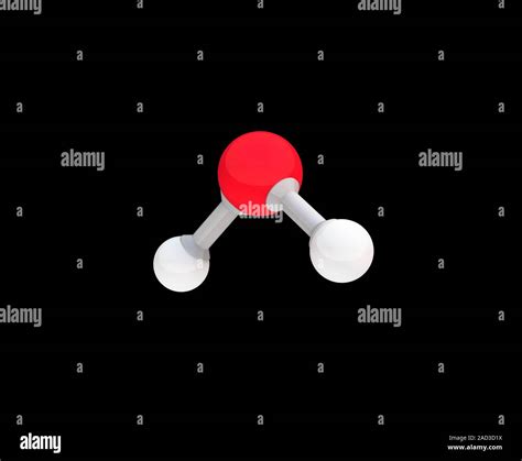 Water molecule. Computer illustration showing the structure of a ...