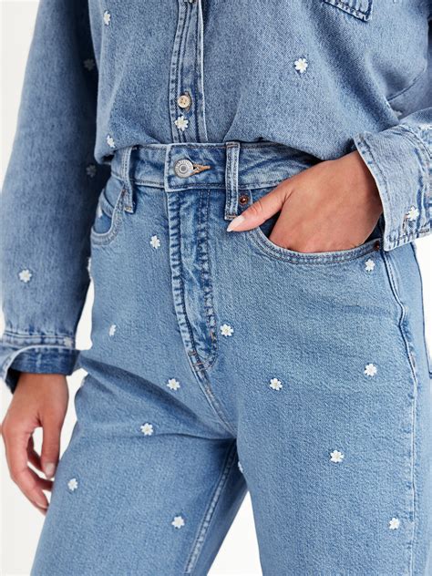 Extra High-Waisted Embroidered Wide-Leg Jeans | Old Navy