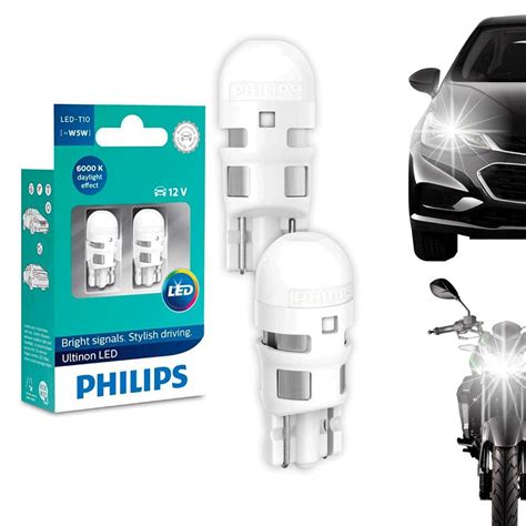 PHILIPS LED-T10[~W5W] Ultinon LED Interior and Signaling Bulb, 5W, 600 ...