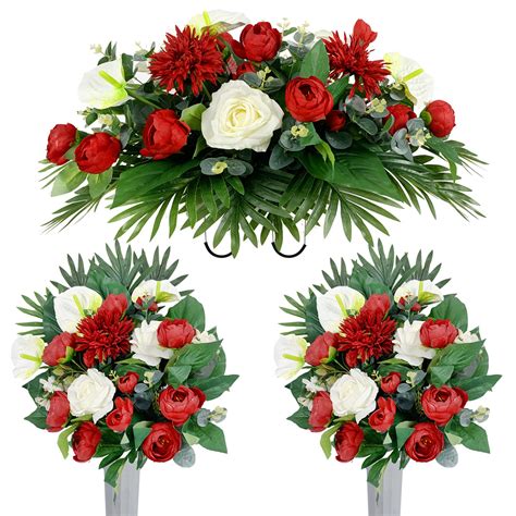 Buy HENOMO Cemetery Flower Saddles for Grave, Artificial Silk Flower ...