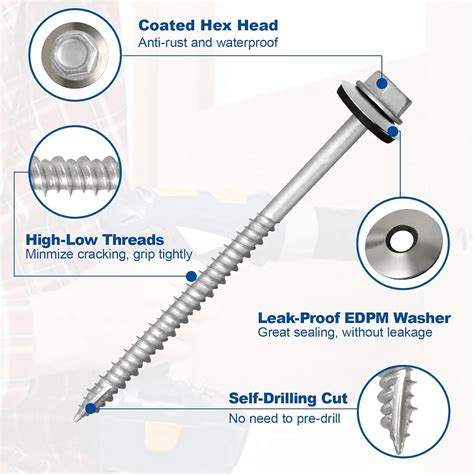 FMhotu Metal Roofing Screws #10×2-1/2Inch, 500-PCS, Hex India | Ubuy