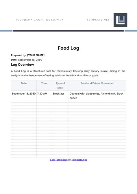 Image result for Food Log Example