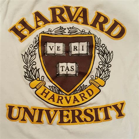 Vtg 70s Harvard University T-shirt M White Ringer Spell Out Rolled Hem ...