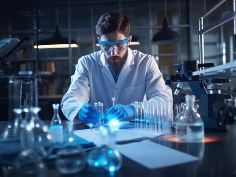 Male scientist conducting experiments in a high tech lab | Premium AI ...
