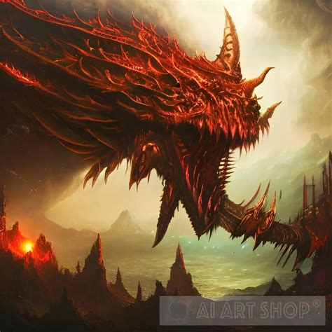 scary red dragon demon